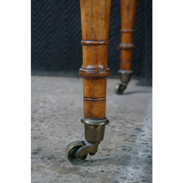 Antique 19th C. English Regency Maple & Oak Tooled Leather Top Partner's Desk For Sale - Image 4 of 18
