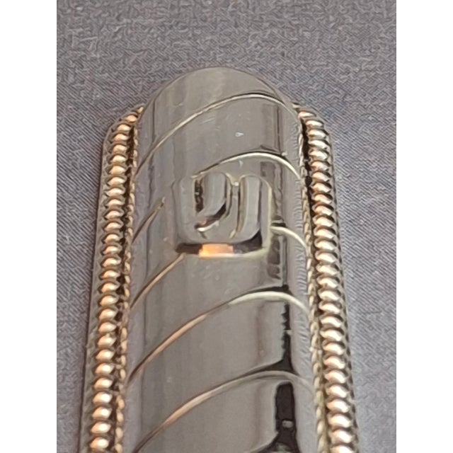 Vintage Masorett Israel Sterling Silver 925 Mezuzah Case Diagonal Ribbed Beaded For Sale In Boston - Image 6 of 11