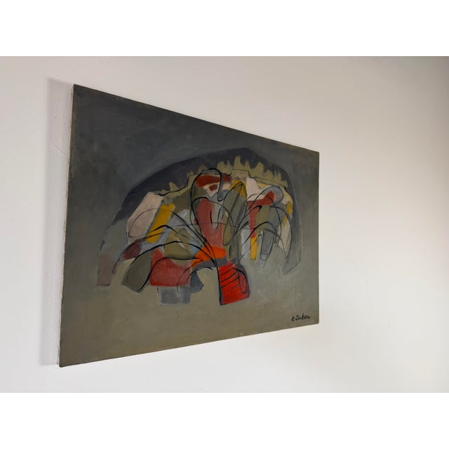 Mid-Century Modern 1970s C. Jackson Expressionist Abstract Oil on Canvas Painting – Signed, Unframed For Sale - Image 3 of 12