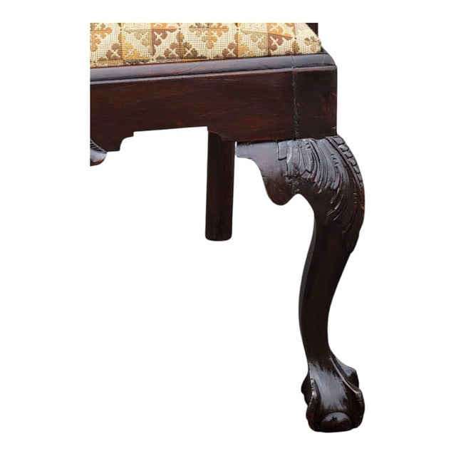 19th Century Antique Carved Mahogany Chippendale Style Ball & Claw Foot Side/Desk Chair For Sale - Image 9 of 10