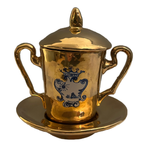 Marchesi Ricci Per La Suvera Italian Ceramic Urn, Lid & Saucer - Gilde Finish