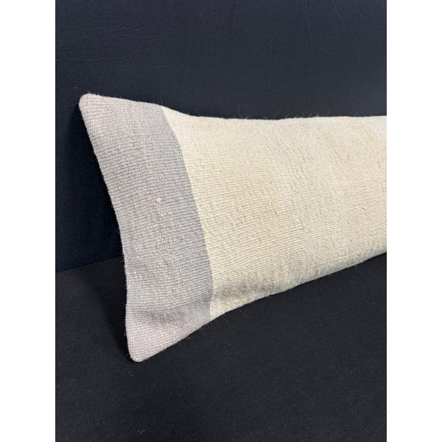 Turkish Hemp Pillow Cushion Natural Beige Sky Blue Cushion Cover 14"x45" #18062 Enhance your home decor with our Kilim...