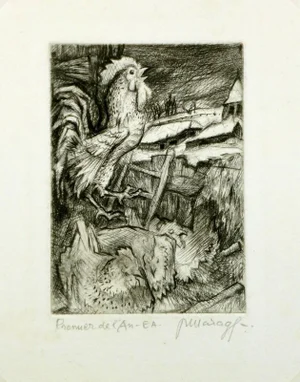P. Marage "New Years" Etching