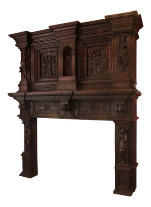 Antique Chestnut Mantel - German Renaissance Style