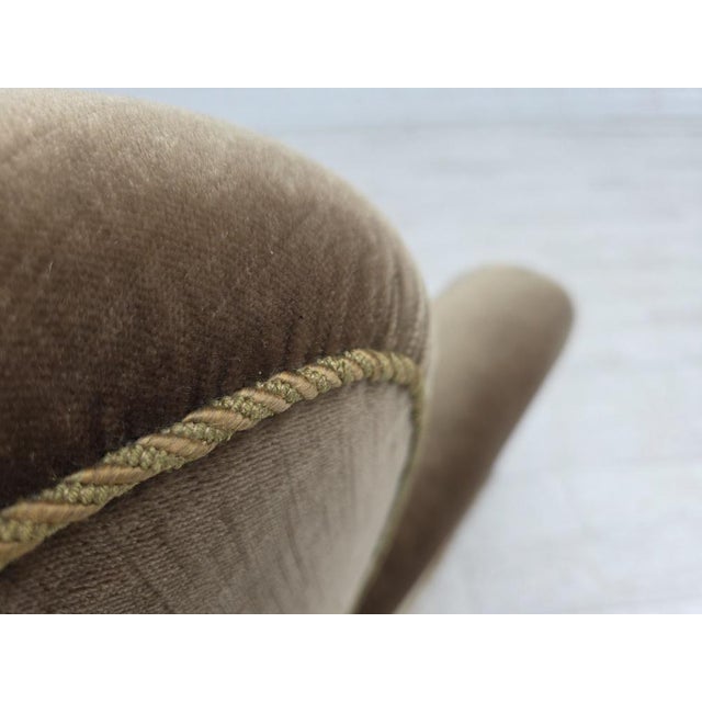 Danish Relax Armchair in Dark Green Velour and Ash, 1960s For Sale - Image 10 of 18