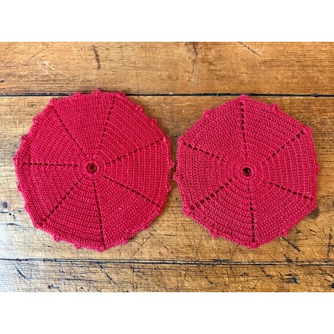 Late 20th Century Hand Crocheted Coasters & Hot Pads - Set of 8 For Sale - Image 4 of 7