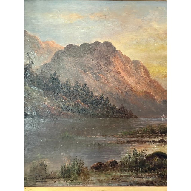 Framed Oil on Board Mountains Landscape Scene, Early 20th Century For Sale - Image 4 of 6