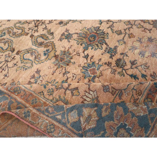 Textile Galerie Shabab Collection Mid-20th Century Turkish Oushak Room Size Carpet For Sale - Image 7 of 8