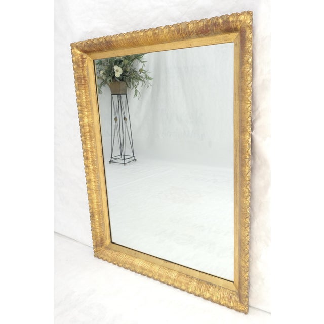 Scallop Edge 40x50 Carved & Gold Gilt Rectangle Frame c1940s Wall Mirror MInt! For Sale - Image 9 of 13