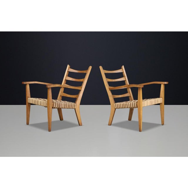 Italian Sculptural Beechwood Armchairs with Woven Rope Seats, 1940, Set of 2 For Sale - Image 8 of 11