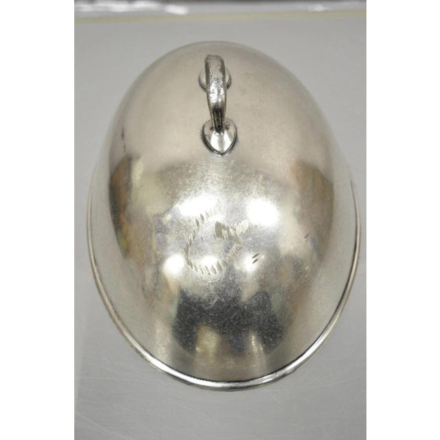 Metal Antique Lexington Silver Plated Edwardian Oval Small Serving Platter Lid Dome For Sale - Image 7 of 11