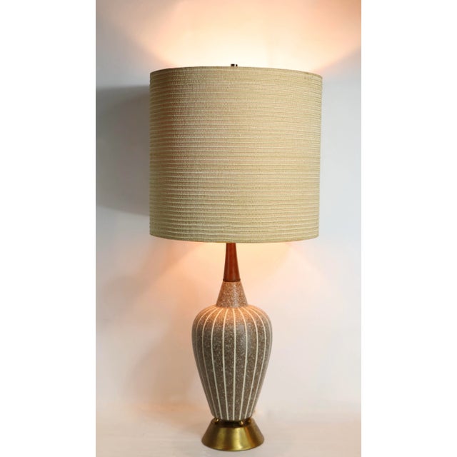 Wood Pr. Mid Century Ceramic Table Lamps For Sale - Image 7 of 11