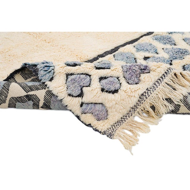 Textile Mosaic Pebble-Pattern Hand-Knotted Moroccan Wool Rug | 9'7" X 6'7" | One of a Kind For Sale - Image 7 of 10