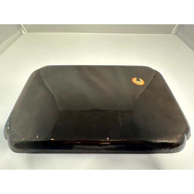 Japanese Antique Japanese Maki-E Lacquer Tray: Koi Fish and Floral Design For Sale - Image 3 of 9