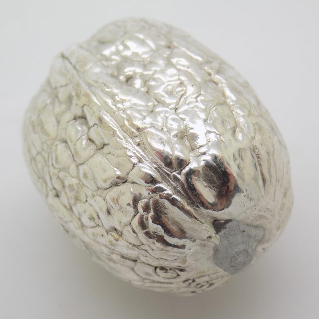 1980s Vintage Italian Handmade Genuine Sterling Silver 925 Life Size Walnut Figurine Sculpture For Sale - Image 5 of 9