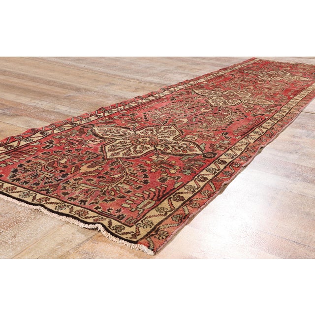 Red Vintage Persian Dergazine Hamadan Rug, 02'11 X 12'01 For Sale - Image 8 of 10