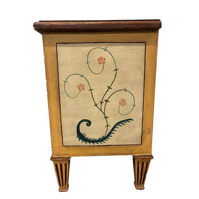 Vintage Hand-Painted Neoclassical Floral Urn Two-Drawer Accent Chest For Sale In Charlotte - Image 6 of 12