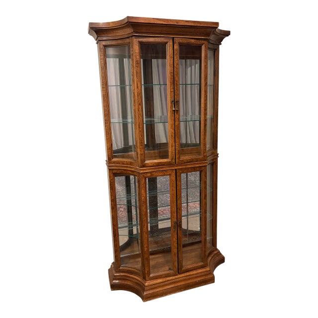 1980s Burled Walnut Vitrine For Sale