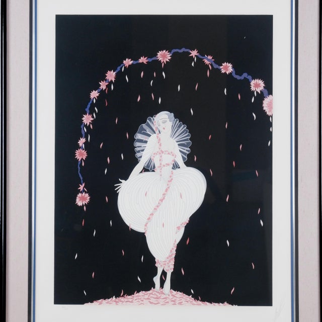 1983 Erte "Columbine" Hand Signed & Numbered Limited Edition 40/300 Framed & Matted Lithographic Print For Sale - Image 4 of 8