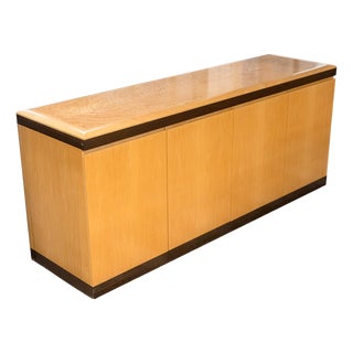 Vintage Postmodern Burlwood Sideboard Credenza Cabinet For Sale