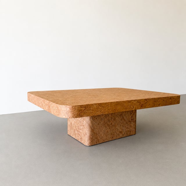 Wood Mid-Century Modern Burlwood Pedestal Cocktail Table, 1970s For Sale - Image 7 of 10