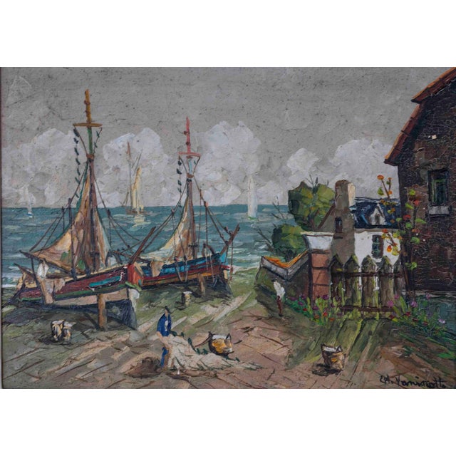 Mid 20th Century Vaniscotte, Northern Coastal View, Oil on Canvas For Sale - Image 4 of 11