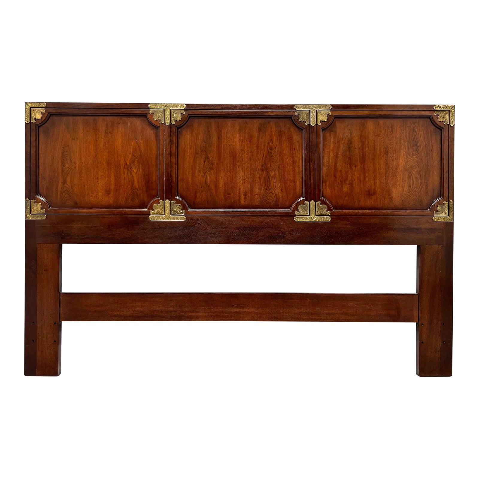 Henredon Asian Japanese Tansu Campaign Style Queen Size Headboard