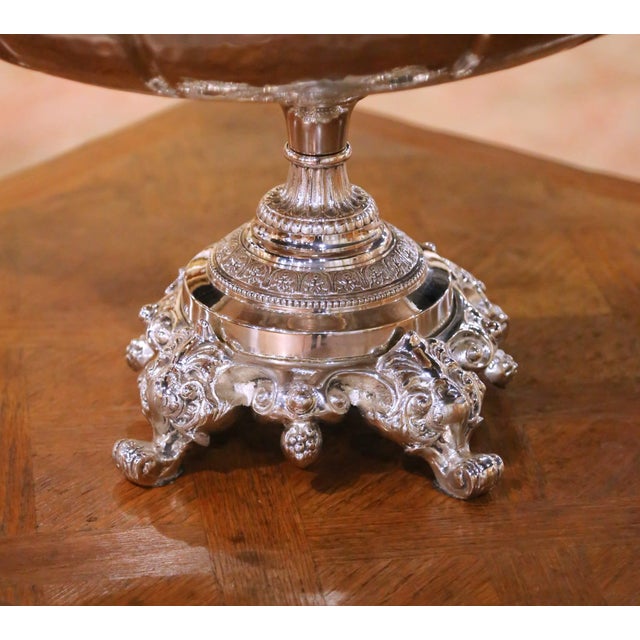 French Rococo Style Silver Plated Wine Chiller With Putti Finial Handles For Sale In Dallas - Image 6 of 8