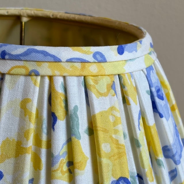 Textile 1990s Gathered Pleated Floral Cotton Lamp Shade For Sale - Image 7 of 11
