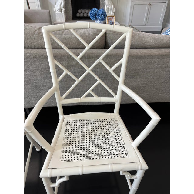 Chinoiserie Meadowcraft Metal Faux Bamboo Chinoiserie Patio Dining Chairs- Set of 4 For Sale - Image 3 of 8