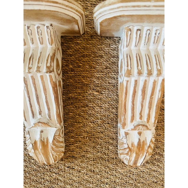 1980s Carved Wooden Wall Brackets, a Pair For Sale - Image 5 of 7