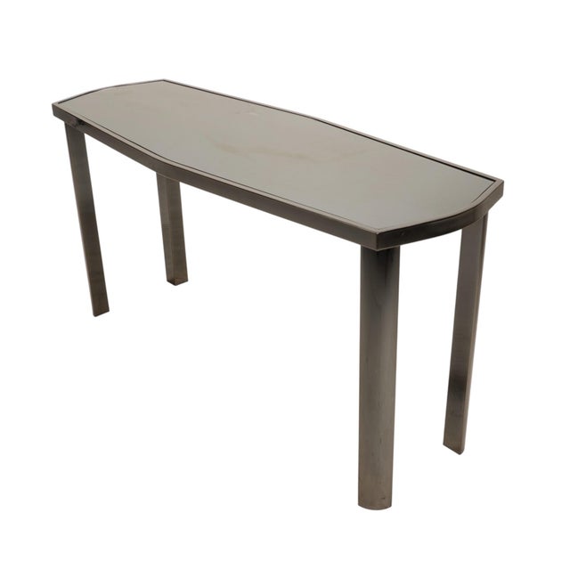 1970s Dia Design Institute America Smoked Glass and Chrome Sofa Console Table For Sale - Image 13 of 17