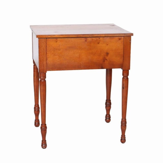 American Antique Sheraton Cherry 2-Drawer Stand With Sandwich Glass Knobs C1840 For Sale - Image 3 of 18
