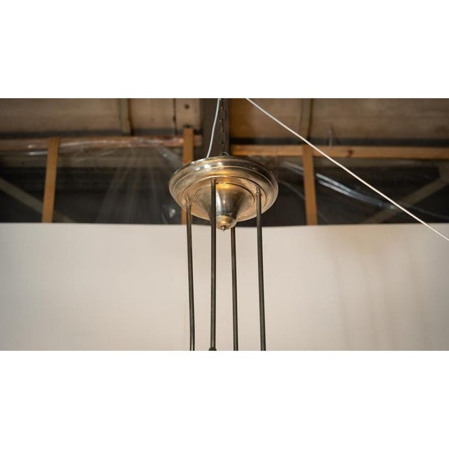 Metal Large Art Deco Ceiling Light in Glass and Metal, France, 1930s For Sale - Image 7 of 16
