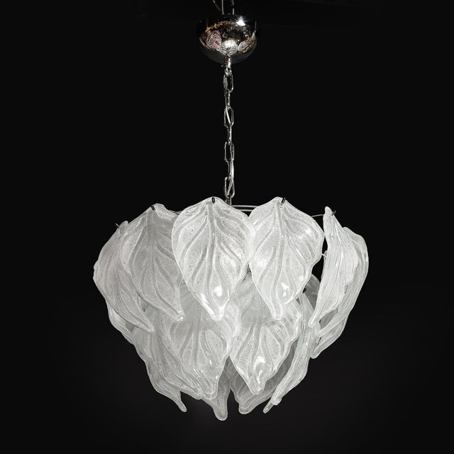 Mid-Century Hand-Blown Leaf Form Mottled Murano Glass Chandelier by Mazzega For Sale - Image 10 of 17