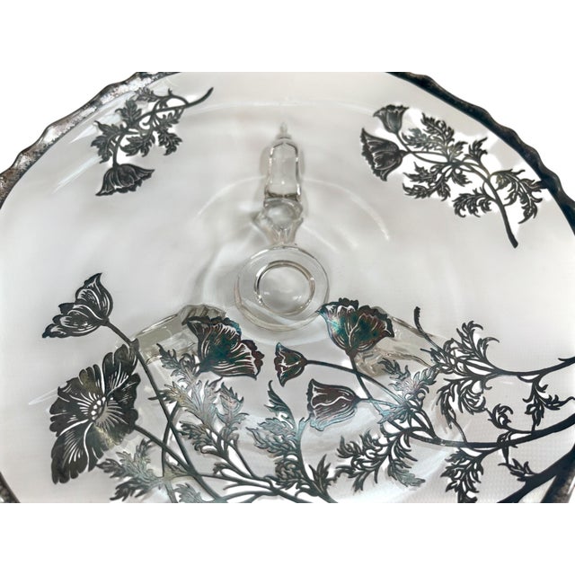 Elegant Vintage Sterling Silver Overlay Footed Serving Dish For Sale In Boston - Image 6 of 7