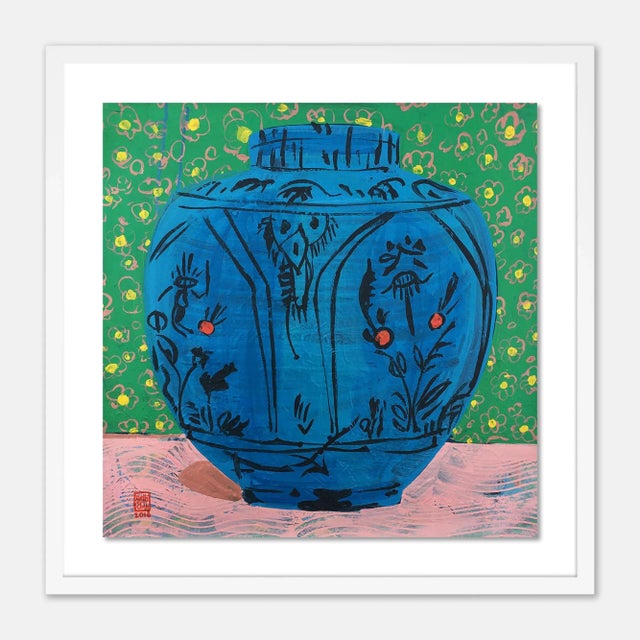 Contemporary Persian Vase by Jelly Chen in White Framed Paper, Medium Art Print For Sale - Image 3 of 3