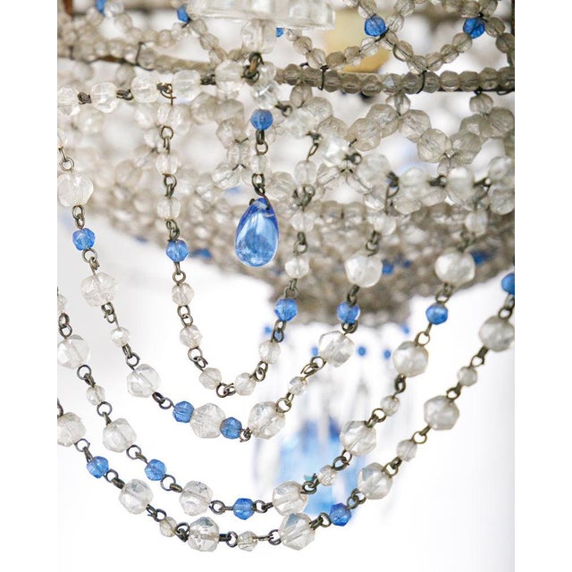 19th Century Italian Beaded Chandelier with Sapphire Blue Drops For Sale - Image 10 of 13