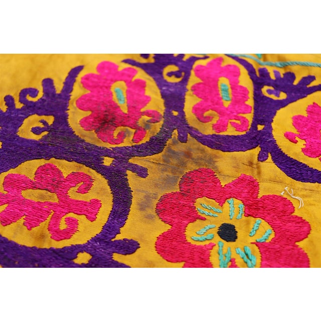 Textile Vintage Hand Embroidered Suzani Wall Hanging, 1920s For Sale - Image 7 of 18