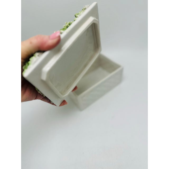 White Vintage Italian Ceramic Box With Flowers For Sale - Image 8 of 9