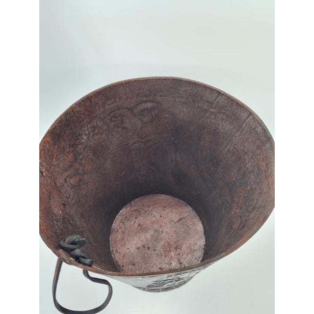 Animal Skin Vintage Aztec Leather Basket from Imprex, West Germany, 1970s For Sale - Image 7 of 9