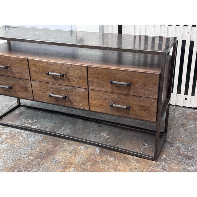 Brown Bassett Furniture Wood + Metal Console Table For Sale - Image 8 of 12