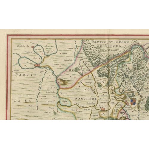 Antique Blaeu Map of Sedan & Donchery, 1642 For Sale - Image 6 of 9