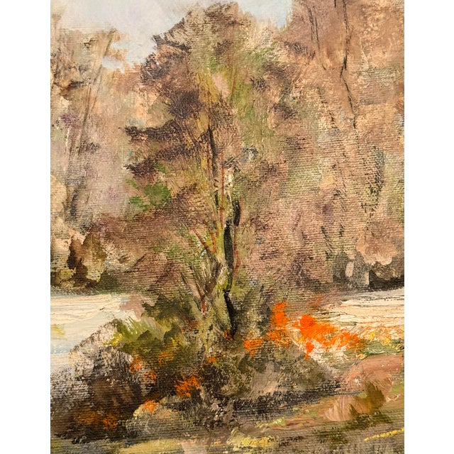 Mid 20th Century Framed Oil on Canvas Serene Impressionist Landscape American Artist Frank Hugo For Sale - Image 4 of 12