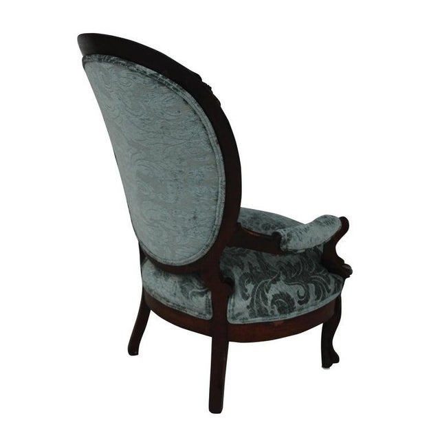 Late 20th Century Victorian Style Spoon Back Lounge Chair For Sale - Image 4 of 7