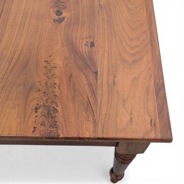 Antique Solid-Wood Writing Desk With Turned Legs and Drawer For Sale - Image 15 of 18
