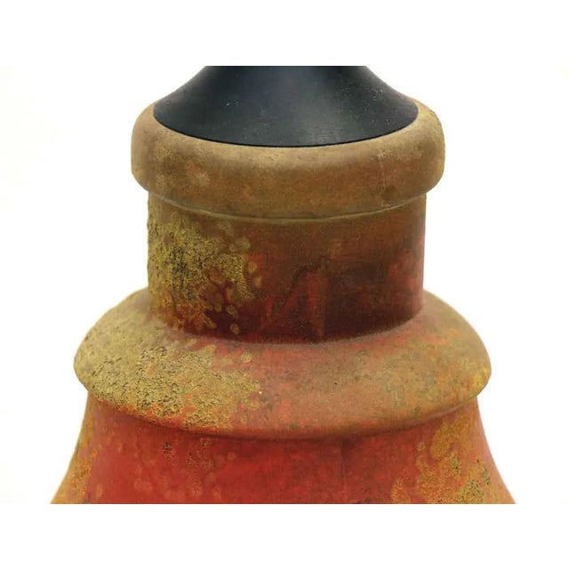 1970s Pair of 1970s Mid Century Orange Glass Table Lamps For Sale - Image 5 of 8