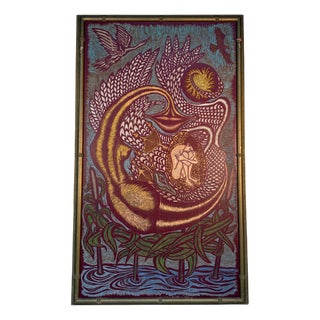 Leda and the Swan Relief Block by Kurt Bingler, 1978 For Sale