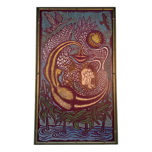 Leda and the Swan Relief Block by Kurt Bingler, 1978 For Sale