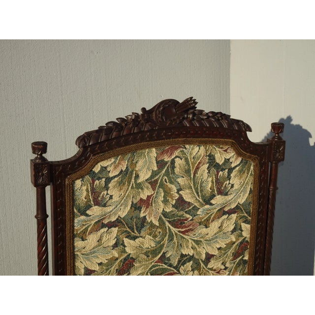 Vintage French Provincially Carved W Floral Tapestry Fireplace Screen Decor For Sale - Image 4 of 11